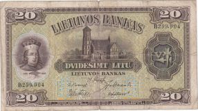 20 litų banknotas 1930 metų